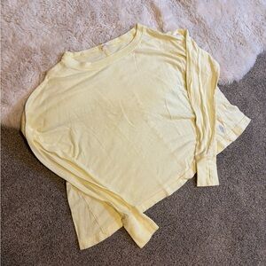 FREE PEOPLE - Yellow Long Sleeve Women's Oversized Boxy Top